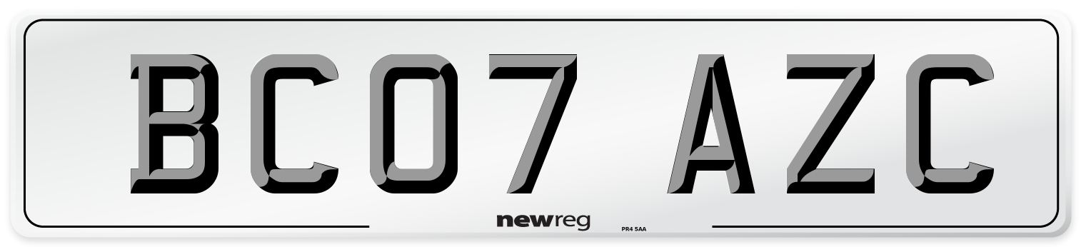BC07 AZC Number Plate from New Reg